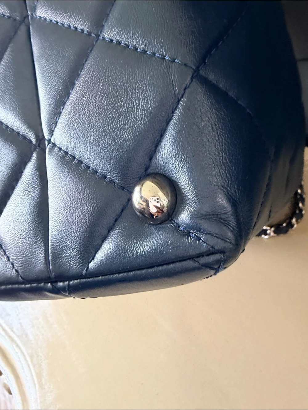 Chanel GST Grand Shopping Tote | Navy Lambskin with Silver Hardware | Authentic